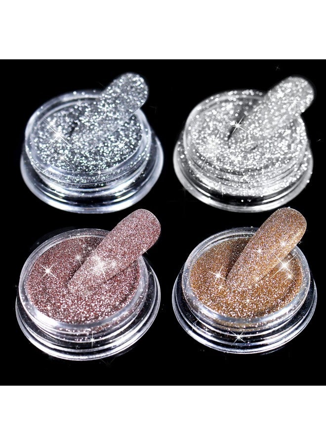 Allstarry Diamond Nail Glitter 4 Colors Sparkling Korea Reflective Diamond Glitter Dust Shiny Powder Pigment Nail Supplies For Nail Art Gel Polish Disco Party Nightclub Wedding Crafts - Image 1