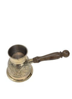 Royal Brass Turkish Coffee Warmer Turkish Coffee Pot with Wooden Handle Gold 12 Centimeter  - Image 4