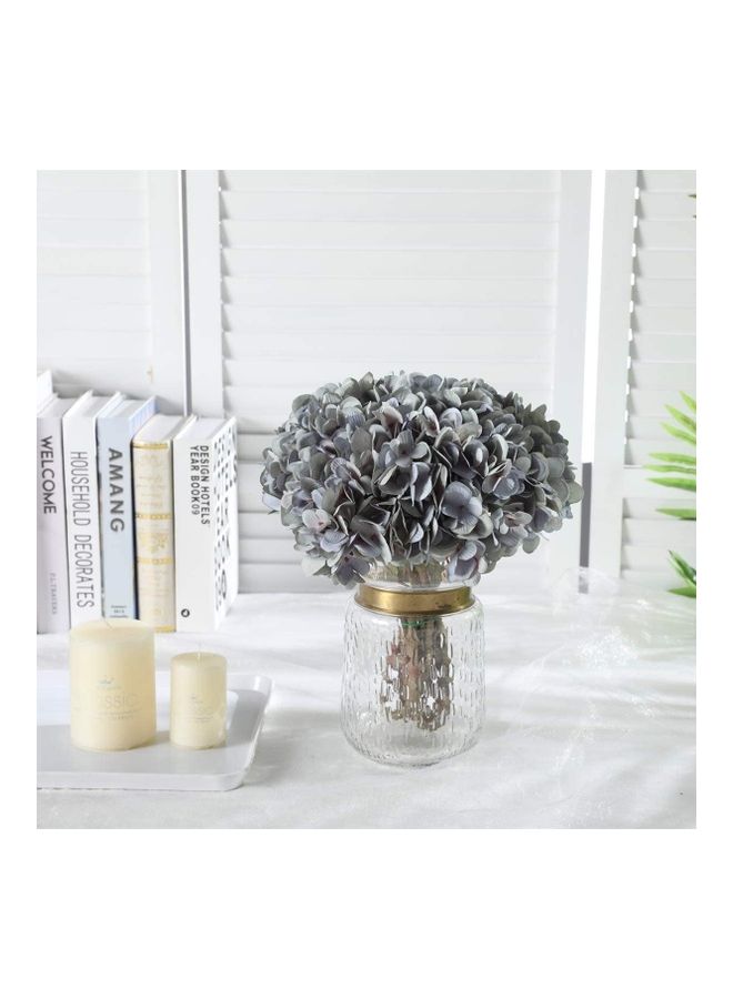 NIBEMINENT 5-Piece Artificial Hydrangea Flower Realistic Single Long Stem Grey/Green - Image 4