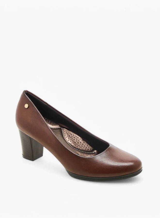 Flora Bella By Shoexpress Textured Slip-On Comfort Shoes with Block Heels