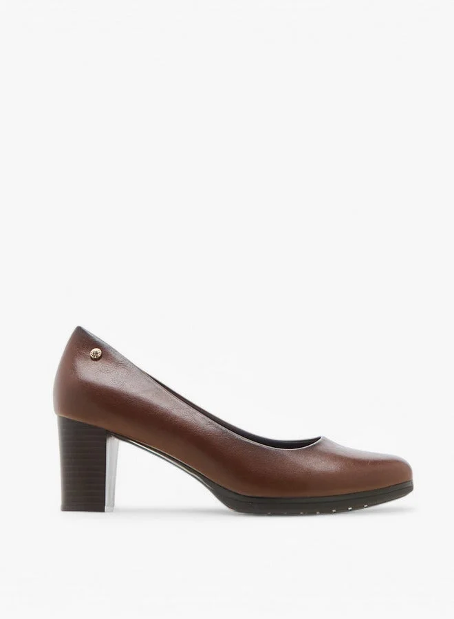 Flora Bella By Shoexpress Textured Slip-On Comfort Shoes with Block Heels