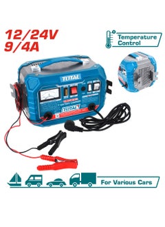 TOTAL Total 12/24V Car Battery Charger, Maintainer, 9A/4A Pulse Repair Charger for Car, Truck, Lawn Mower, Boat, Motorcycle 220-240V Input, 12A Boost Current  - Image 3