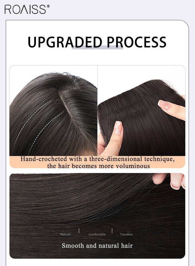 roaiss 3Pcs Clip in Hair Extensions, Thin and Seamless Invisible Adjustable Long Straight Synthetic Heat Resistant Hairpieces for Women Girls, Brown Black, 45cm/60cm - Image 3