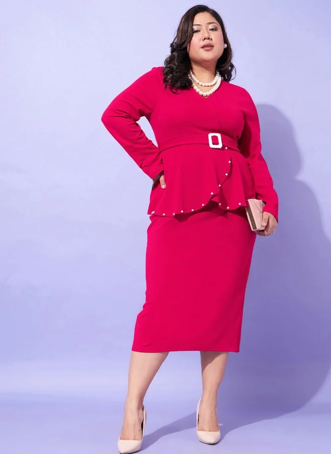 SASSAFRAS Fuchsia Peplum Dress for Women