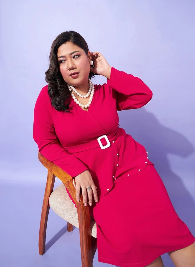 SASSAFRAS Fuchsia Peplum Dress for Women