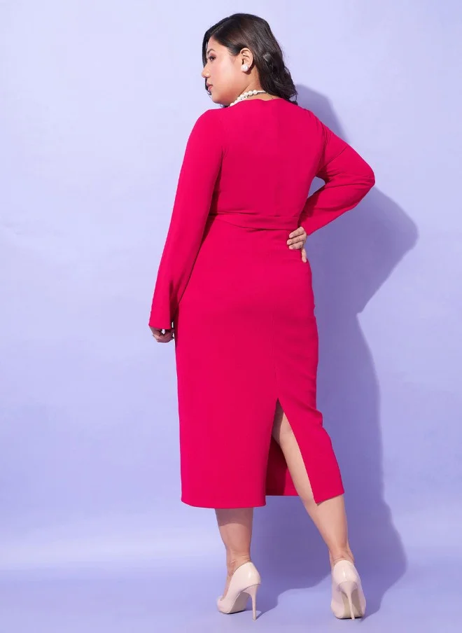 SASSAFRAS Fuchsia Peplum Dress for Women