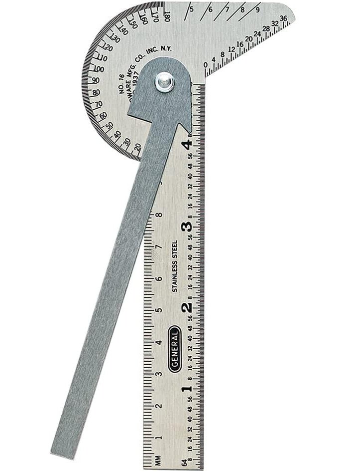 General Tools General Tools Pocket-Sized 6-In-1 Multi Use Ruler and Gauge #16ME with 4-Inch Ruler and Etched Graduations in 64ths of an Inch and Millimeters  - Image 1