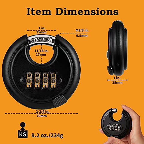 WULALACK 70mm Weatherproof Combination Lock ，Disc Padlock Combination with 4 Digit,Outdoor Pad Lock for Garage, Outdoor Fence, Shed, Storage Unit, Trailer,12 Pack - Image 2