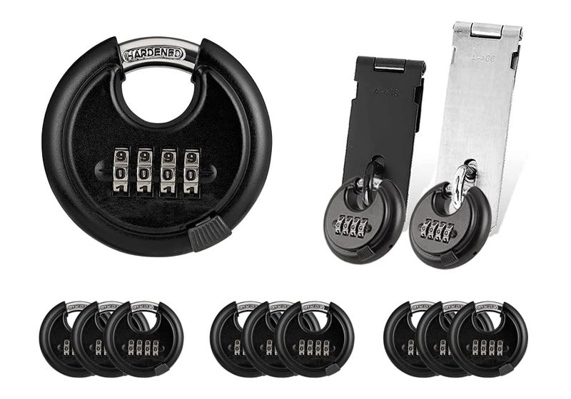 WULALACK 70mm Weatherproof Combination Lock ，Disc Padlock Combination with 4 Digit,Outdoor Pad Lock for Garage, Outdoor Fence, Shed, Storage Unit, Trailer,12 Pack - Image 1