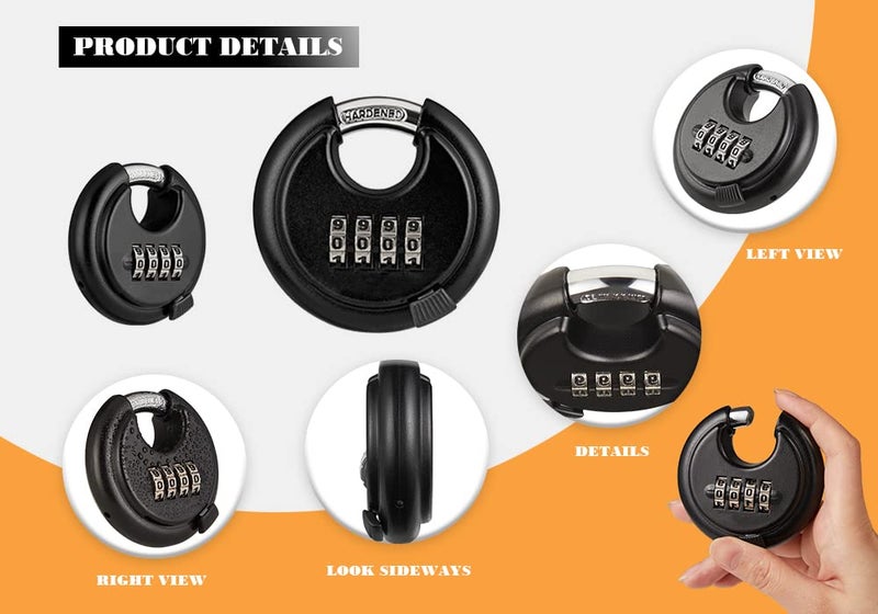 WULALACK 70mm Weatherproof Combination Lock ，Disc Padlock Combination with 4 Digit,Outdoor Pad Lock for Garage, Outdoor Fence, Shed, Storage Unit, Trailer,12 Pack - Image 3