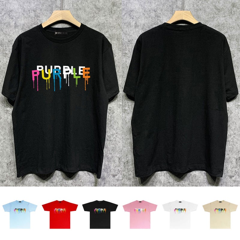 Long-Term Goods Fashion Brand Purple Brand T Shirt Round Neck Short Sleeve T-Shirt - Image 2