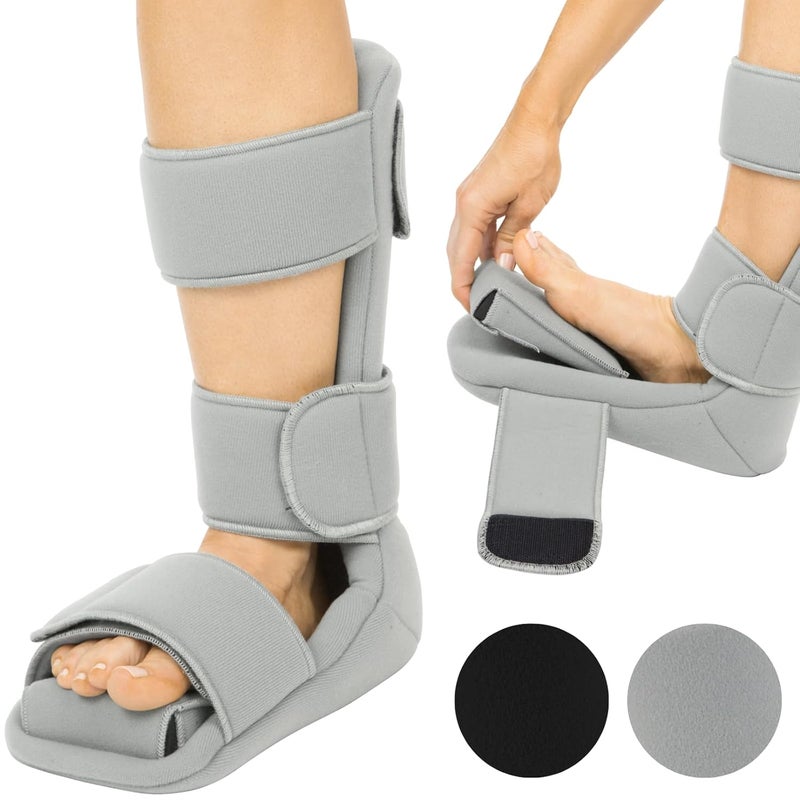 Vive Plantar Fasciitis Night Splint Plus Trigger Point Stretch Wedges  Soft Leg Brace Support Orthopedic Sleeping Immobilizer Stretch Boot XLarge Mens 115125 Womens 12514 - Image 1