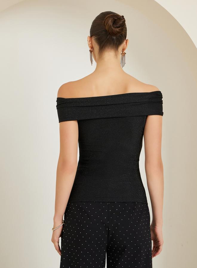 Styli Black Knit Off-Shoulder Top - Image 5