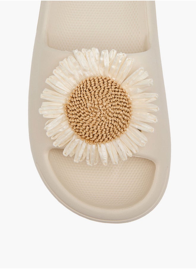 Aqua Girls Floral Accent Slip-On Slides  - Image 3
