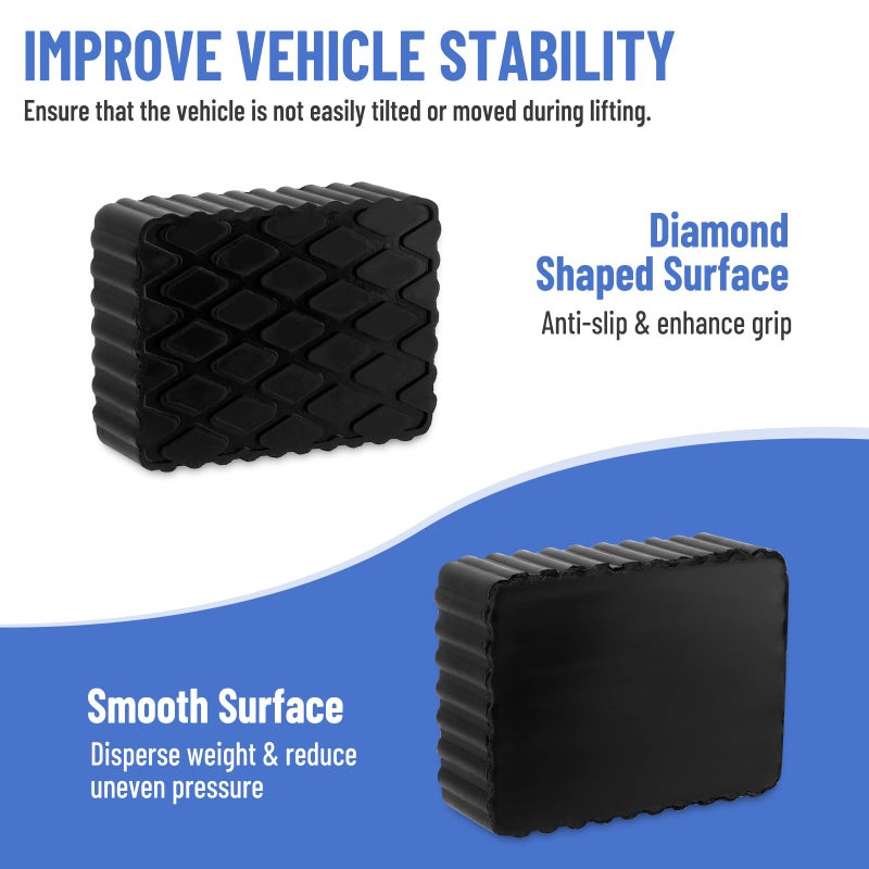 Racewill 4 Pack Solid Rubber Auto Lift Pads, Anti-Skid Lift Block Spacer Pad for Car Lifts, Jacks and Racks, 3000lbs Loading Capacity, 6-1/3" x 4-3/4" x 2" - Image 4