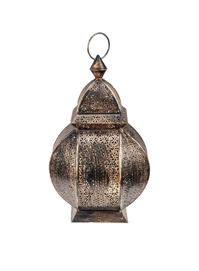 Gulf Flowers Bronze Metal Lantern – 20×20×H33 cm Decorative Lantern with Classic Bronze Finish for Home, Garden, and Events 