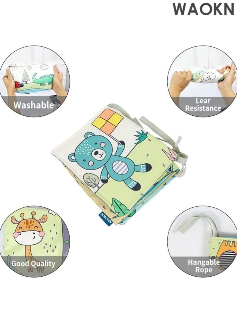WAOKN Baby Soft Cloth Book Lovely Bear Theme High Contrast Sensory Toys Early Education Toddlers Sensory Activity Fabric Book for Babies Nordic Style Soft Cloth Book Toy - Image 1