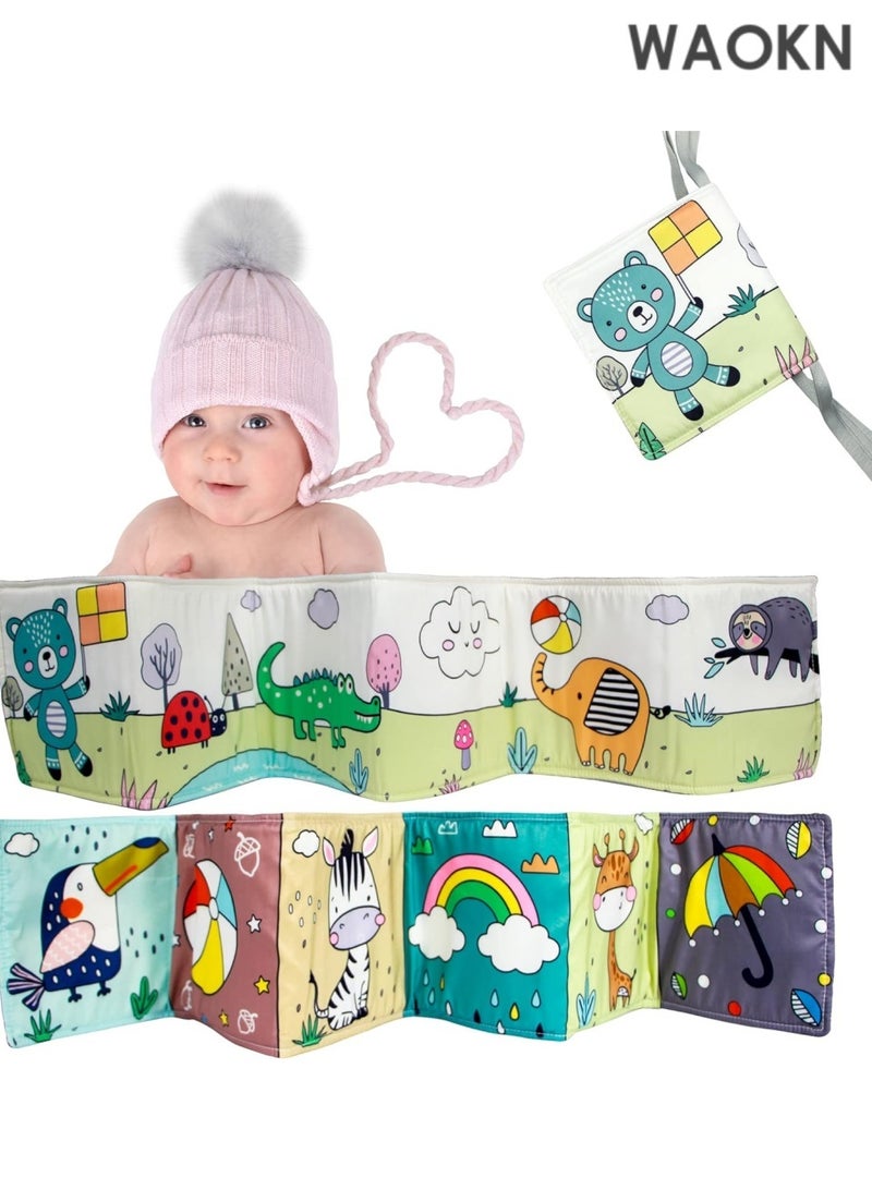 WAOKN Baby Soft Cloth Book Lovely Bear Theme High Contrast Sensory Toys Early Education Toddlers Sensory Activity Fabric Book for Babies Nordic Style Soft Cloth Book Toy - Image 4