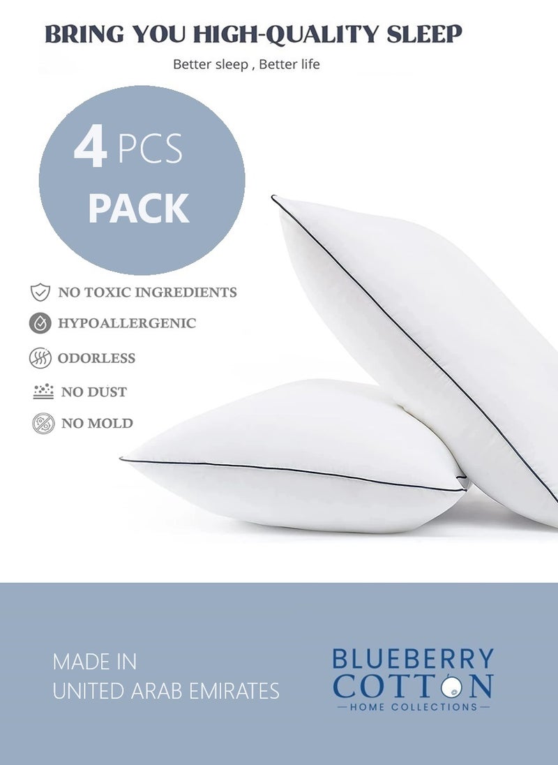Blueberry 4 Piece Pack Soft Cotton Bed Pillow Single Piping Design 50x70cm Made in Uae - Image 4