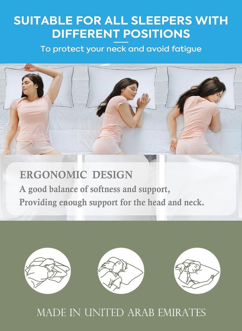 Blueberry 4 Piece Pack Soft Cotton Bed Pillow Single Piping Design 50x70cm Made in Uae - Image 3