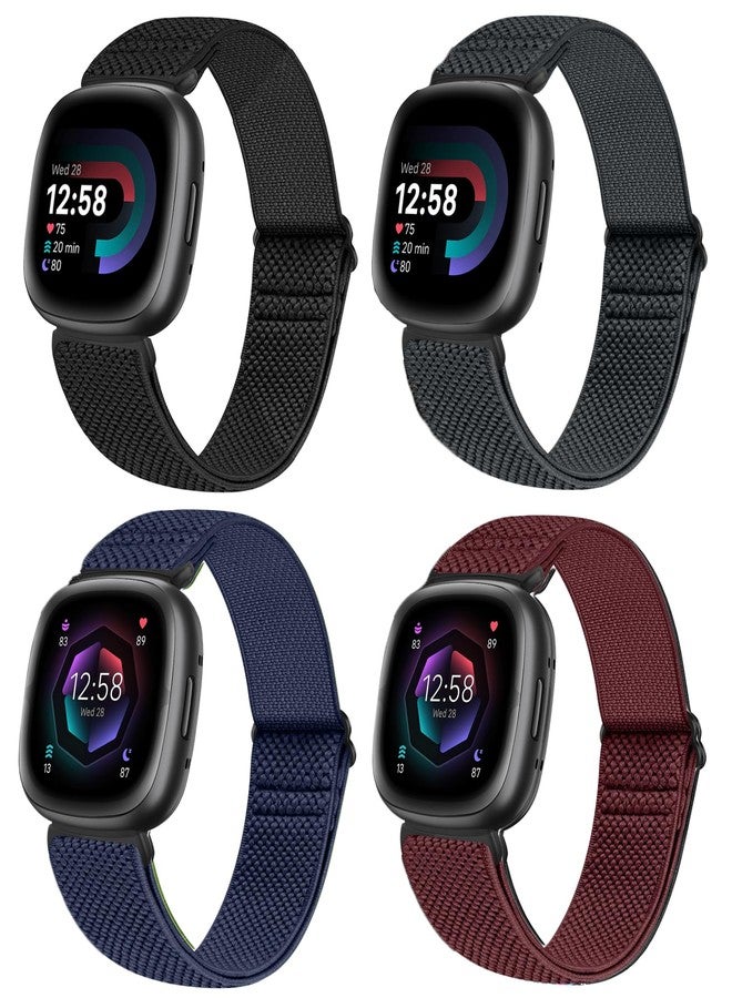 مجموعة فودتيان من 4 أربطة مطاطية متوافقة مع فيتبيت فيرسا 4/3 / سينس 2، أربطة رياضية بديلة قابلة للتعديل مصنوعة من النايلون المرن للنساء والرجال - Image 1