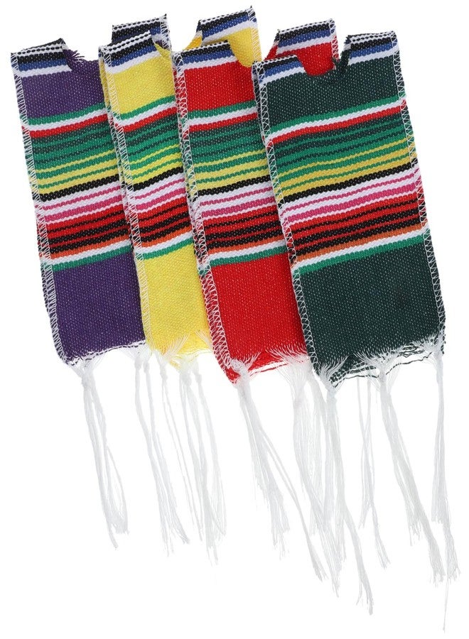 أموسفون مجموعة أغطية زجاجات النبيذ والبيرة المكسيكية من أموسفن، 4 قطع، بتصميم بونشو، مثالية لحفلات سينكو دي مايو المكسيكية، وديكورات حفلات الفييستا المكسيكية. - Image 1