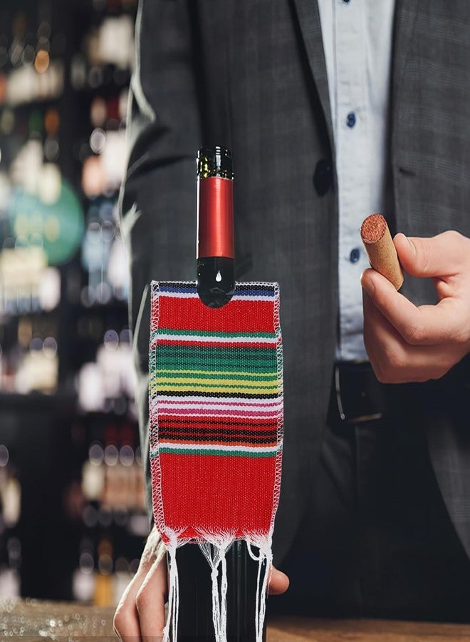 أموسفون مجموعة أغطية زجاجات النبيذ والبيرة المكسيكية من أموسفن، 4 قطع، بتصميم بونشو، مثالية لحفلات سينكو دي مايو المكسيكية، وديكورات حفلات الفييستا المكسيكية. - Image 4