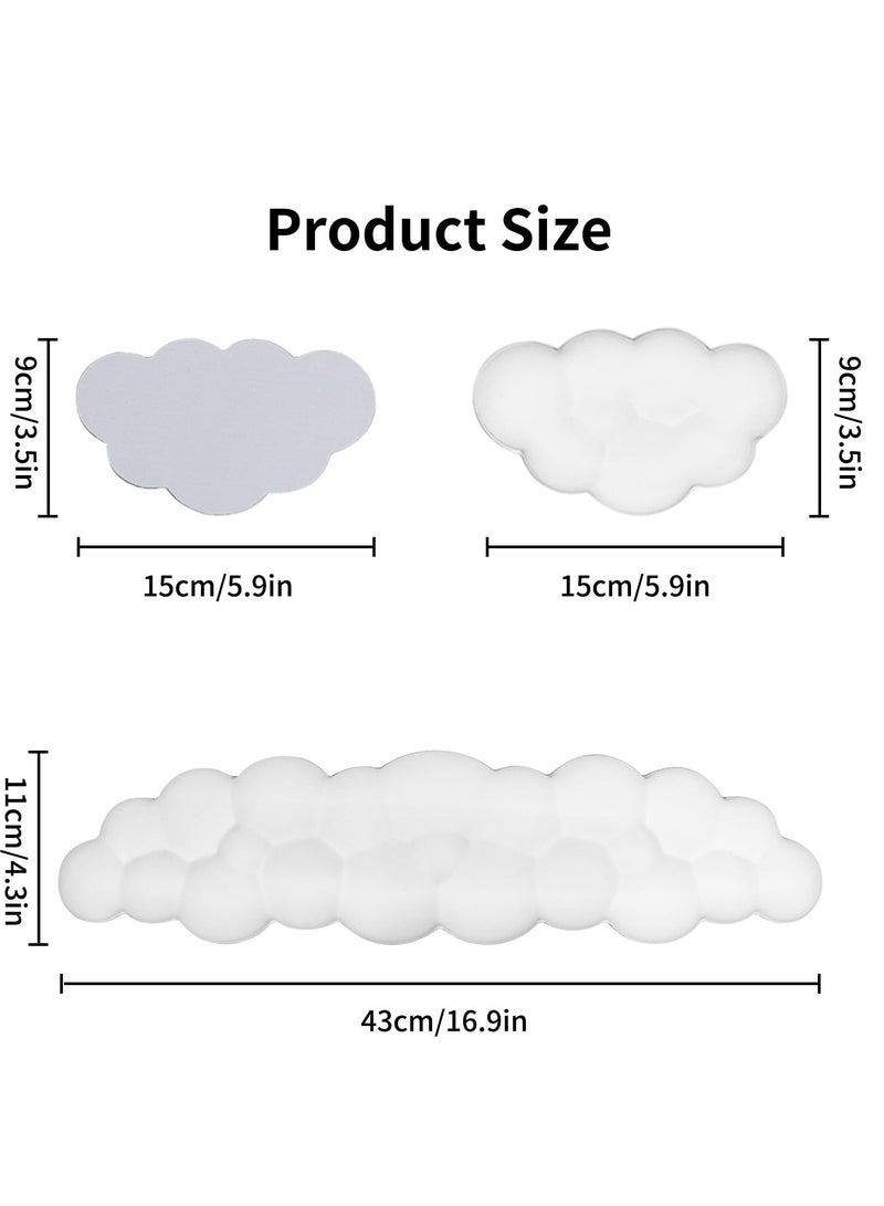 زيريفام لوحة المفاتيح السحابة المعصم الراحة مجموعة، مكافحة الانزلاق حراس المعصم للمكتب المنزلي أجهزة الكمبيوتر المحمولة والألعاب، السحابة البيضاء المعصم وسادة ومعصم الماوس - Image 2
