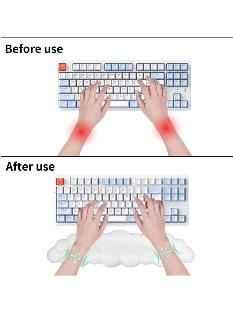 زيريفام لوحة المفاتيح السحابة المعصم الراحة مجموعة، مكافحة الانزلاق حراس المعصم للمكتب المنزلي أجهزة الكمبيوتر المحمولة والألعاب، السحابة البيضاء المعصم وسادة ومعصم الماوس - Image 4