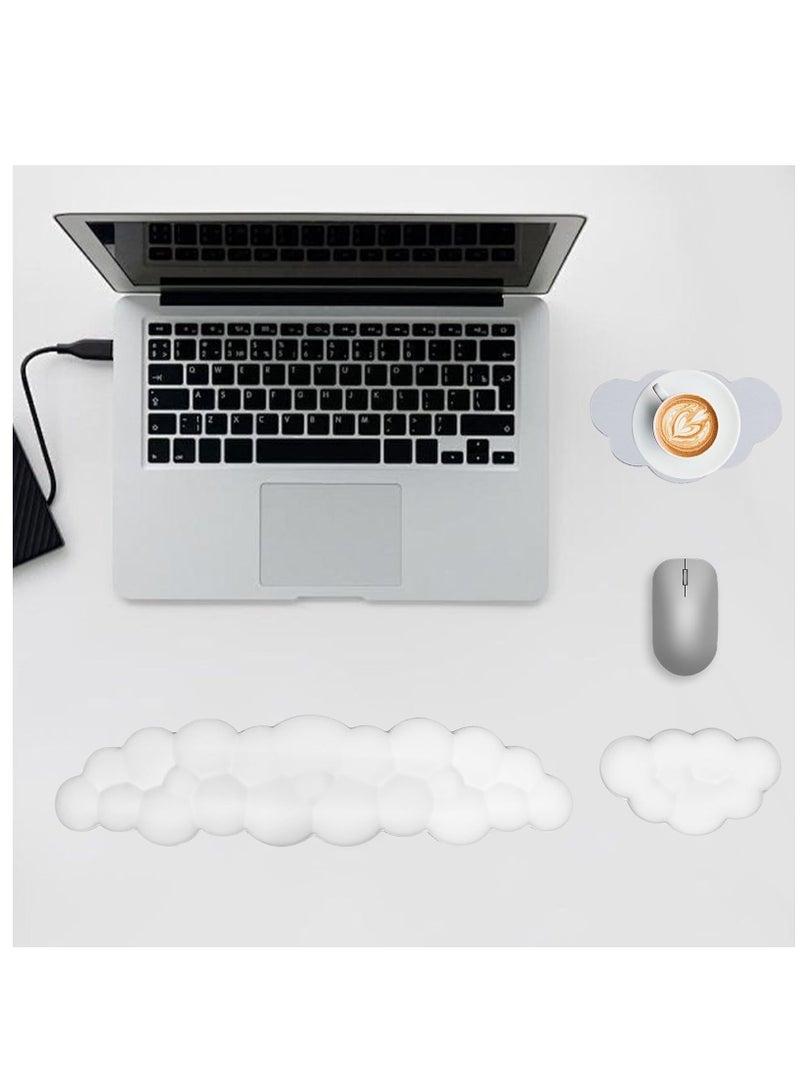 زيريفام لوحة المفاتيح السحابة المعصم الراحة مجموعة، مكافحة الانزلاق حراس المعصم للمكتب المنزلي أجهزة الكمبيوتر المحمولة والألعاب، السحابة البيضاء المعصم وسادة ومعصم الماوس - Image 5