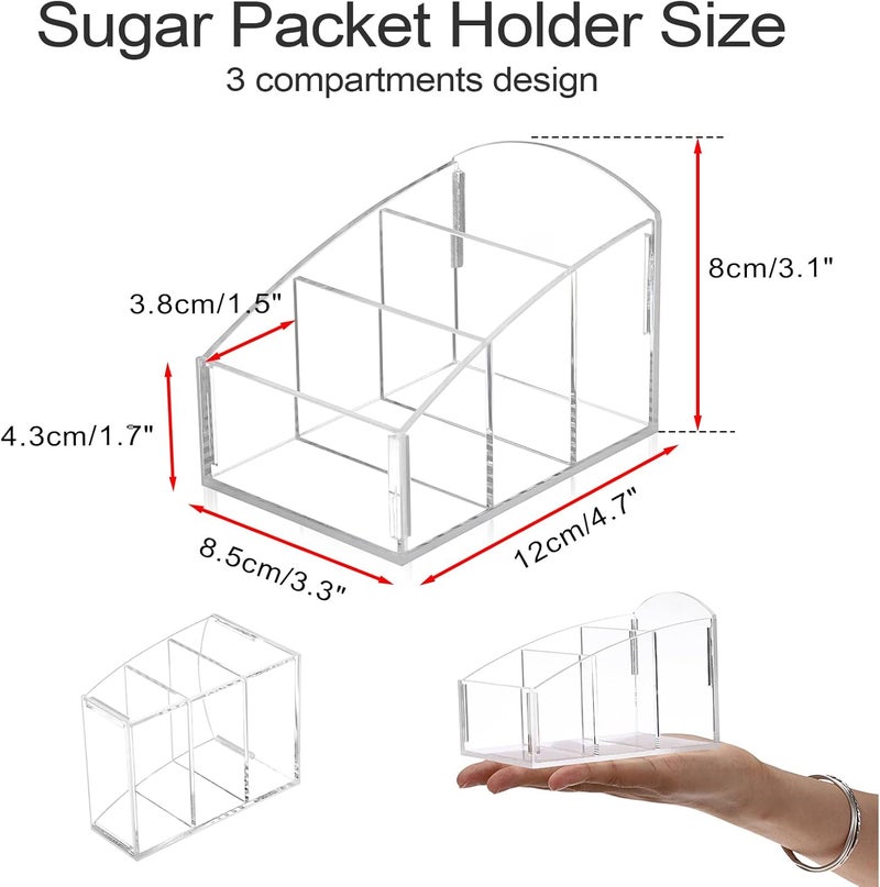 ELLDOO 3-Section Sugar Packet Holder, Clear Acrylic Sugar Bowl for Restaurant, Tea Bag Organizer, Small Condiments Packet Holder Sugar Caddy Dispenser for Countertop Coffee Bar - Image 2