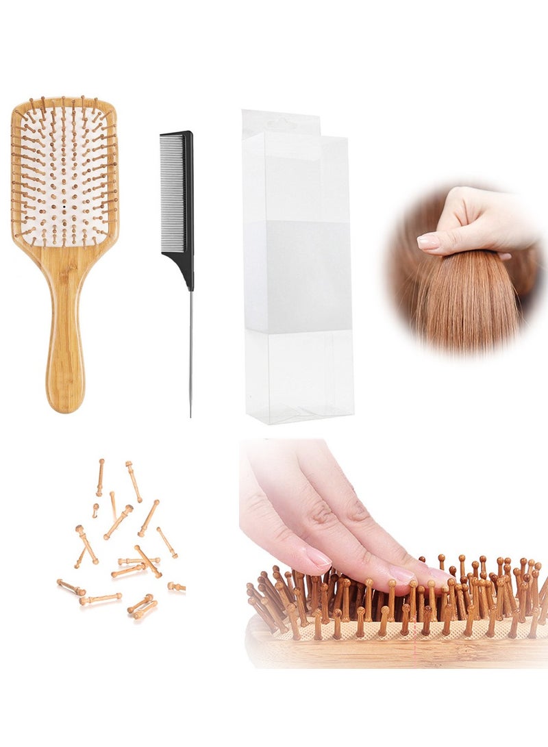 KASTWAVE Hair Brush Set, Natural Wooden Bamboo Hair Brush, Bamboo Detangling Hairbrush for Massaging Scalp, Eco-Friendly Paddle Hairbrush for Women/Men/Kids Make Thin Long Curly Hair Health - Image 1