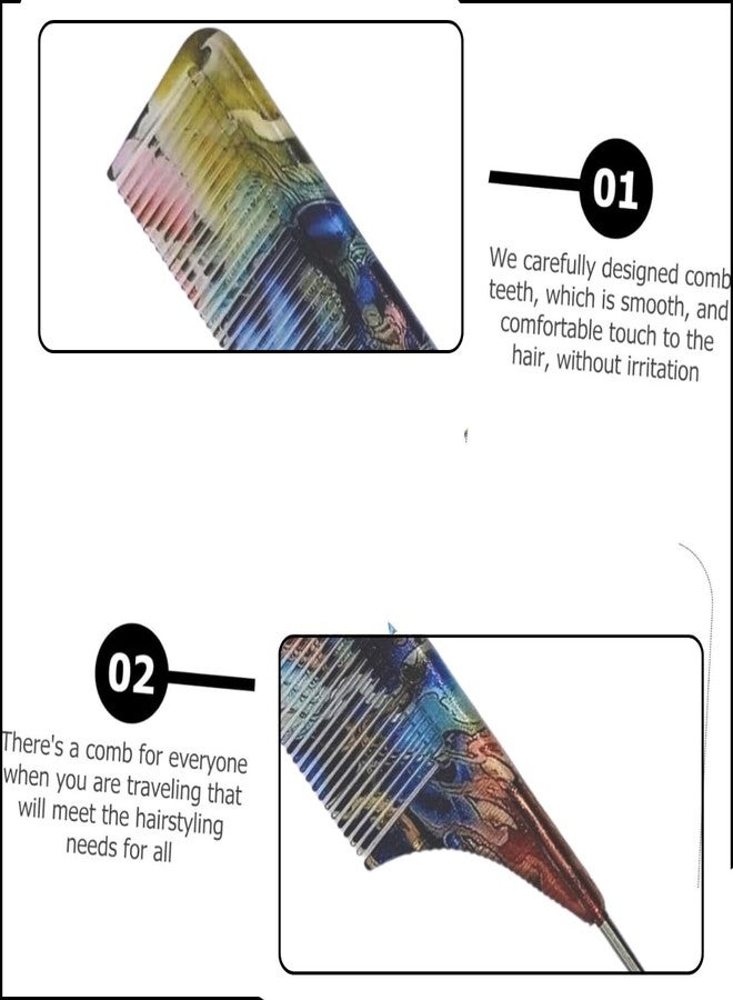 Scarlet Line Multicolor Color Rat Tail Comb Pintail Comb Salon Hairdressing Styling Comb - Image 4