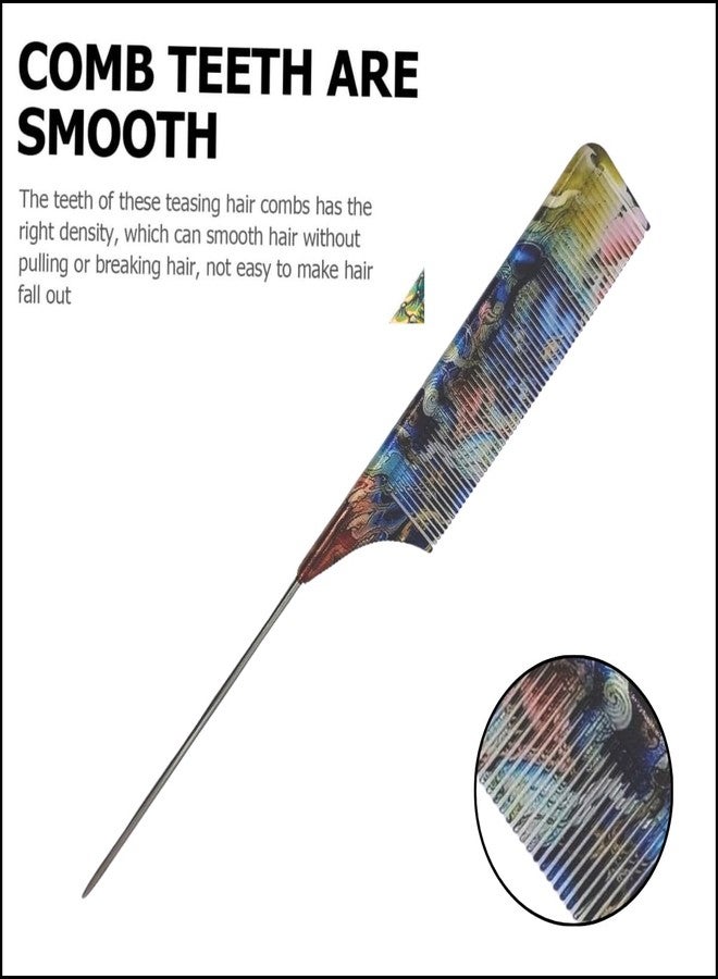 Scarlet Line Multicolor Color Rat Tail Comb Pintail Comb Salon Hairdressing Styling Comb - Image 2