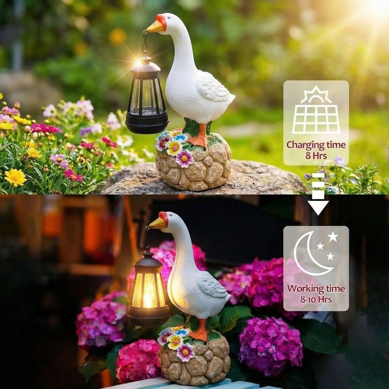 Solar Porch Goose Outdoor Statue Light Resin Goose Solar Light for Villa Garden Decor - Image 1