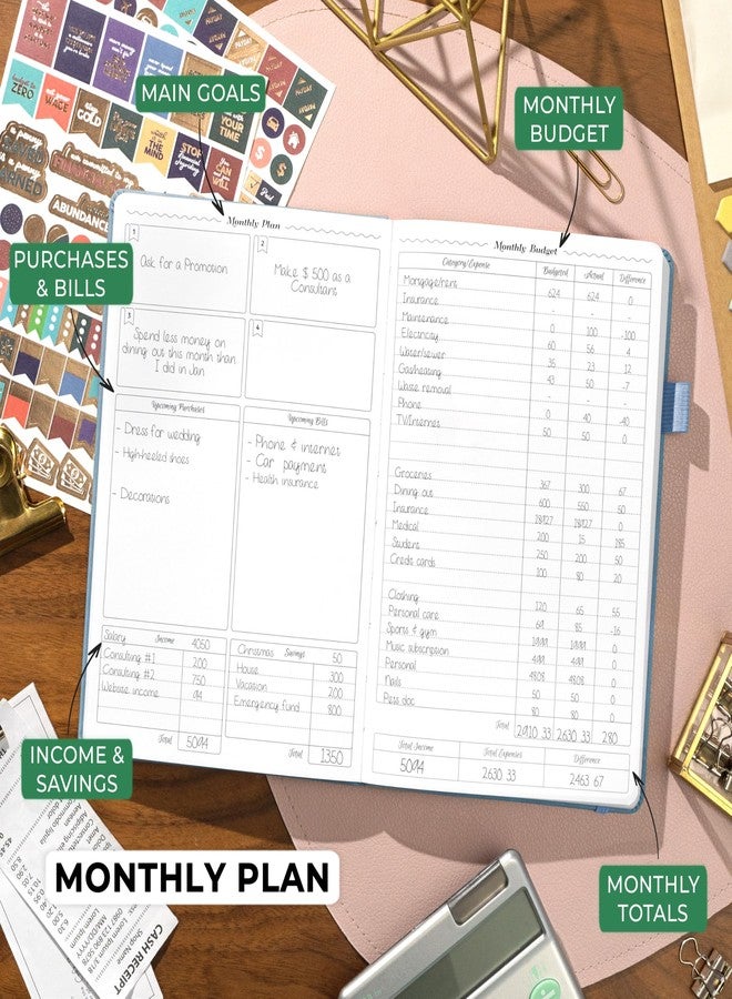 GoGirl Budget Planner - Monthly Financial Planner Organizer Budget Book. Expense Tracker Notebook Journal to Control Money, Compact (Light Blue) - Image 3