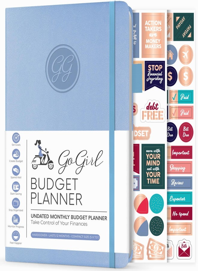 GoGirl Budget Planner - Monthly Financial Planner Organizer Budget Book. Expense Tracker Notebook Journal to Control Money, Compact (Light Blue) - Image 1