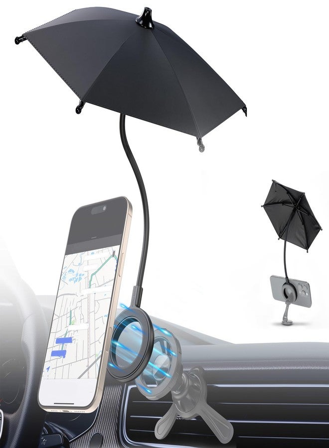 Kiorafoto Car Phone Umbrella for Sun,Dual Magnetic Cellphone Sunshade Shield for Magsafe Car Phone Holder & for iPhone 16 Pro Max 15 14 13 12 Plus,UPF 45+ Cellphone Umbrella for Driving Anti-Glare Anti-Heating - Image 1