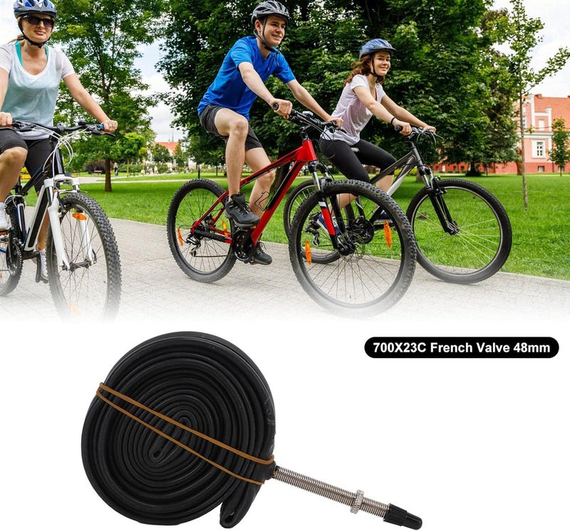 Junlucki Inner Tube, 700x23C Rubber Tube Heat for Road Bike(700X23C French mouth 48) - Image 2
