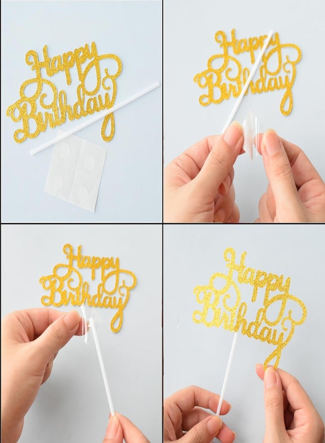 Chewarelly 24 Pack Multi Colors Birthday Cake Topper Set, Glitter Cake Bunting Decor Birthday Cake Picks Party Decorations Supplies(Classic) - Image 3