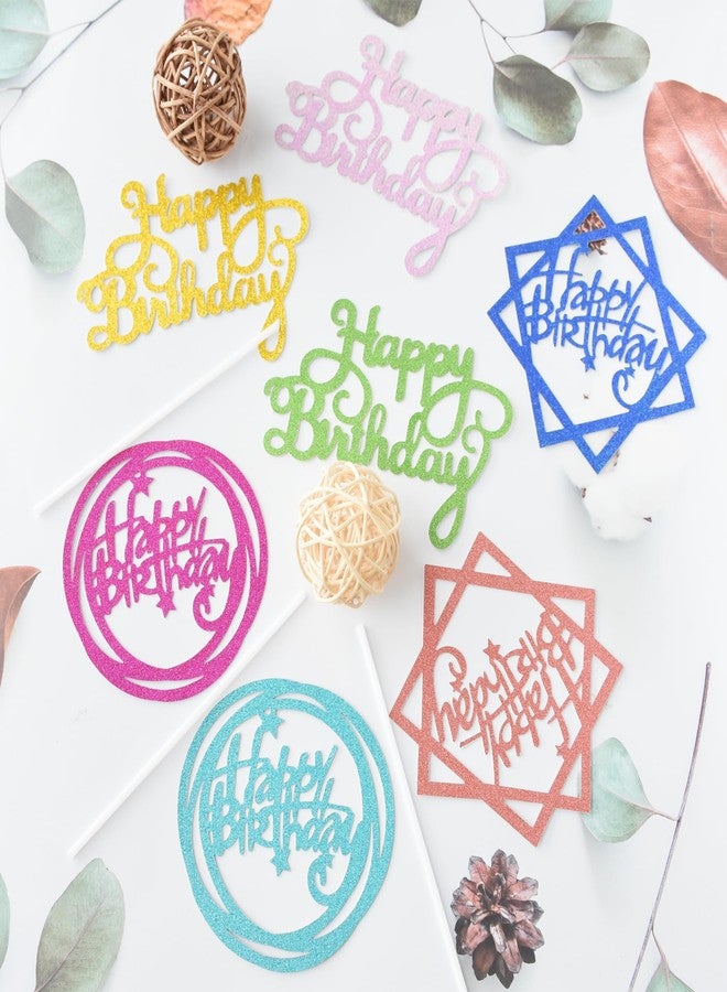 Chewarelly 24 Pack Multi Colors Birthday Cake Topper Set, Glitter Cake Bunting Decor Birthday Cake Picks Party Decorations Supplies(Classic) - Image 5