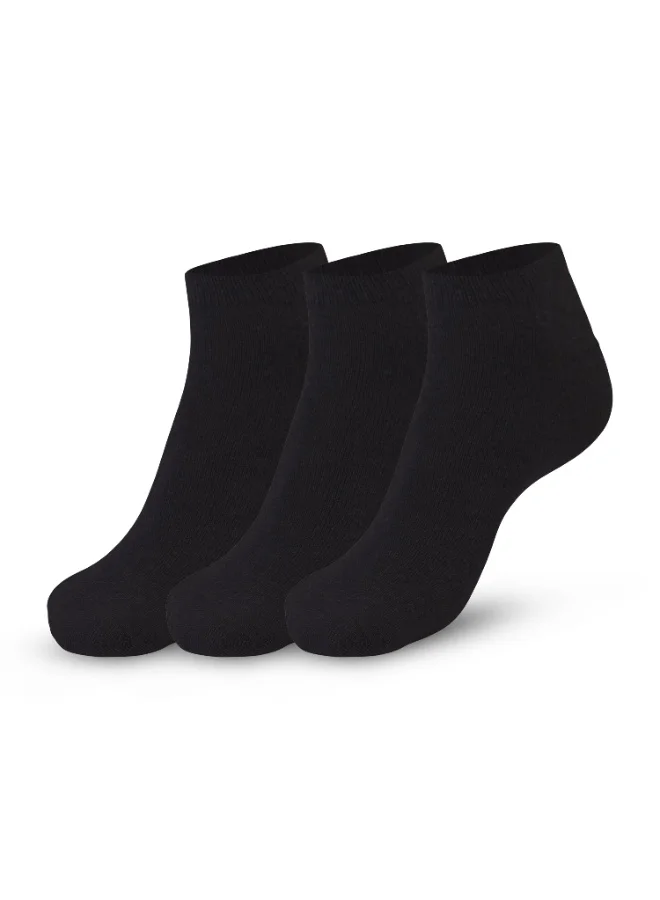 Mens Cotton-blended Low cut Sneaker Socks (PACK OF 3) Lightweight, Ultra-Soft touch, Secure Gentle Grip, Reinforced stitch, Skin Friendly - BLACK