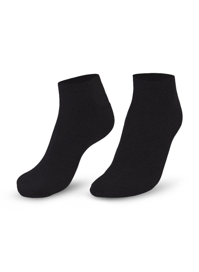 أيه إم بي إم جوارب رياضية قصيرة (Low-cut) للرجال من مزيج القطن (عبوة من 3 أزواج) - خفيفة الوزن، فائقة النعومة، تثبيت محكم ولطيف، خياطة معززة، لطيفة على البشرة - لون أسود. - Image 2