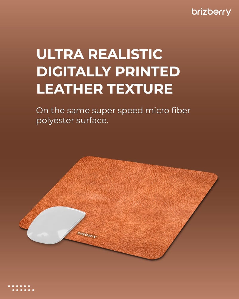 ARTBRIZ BRIZBERRY Mouse Pad, Large Printed Premium Anti Skid Rubber Base for Desktop Laptop 240 X 210 X 3 mm [20% Larger] (Leather Texture, Pack of 1) - Image 2