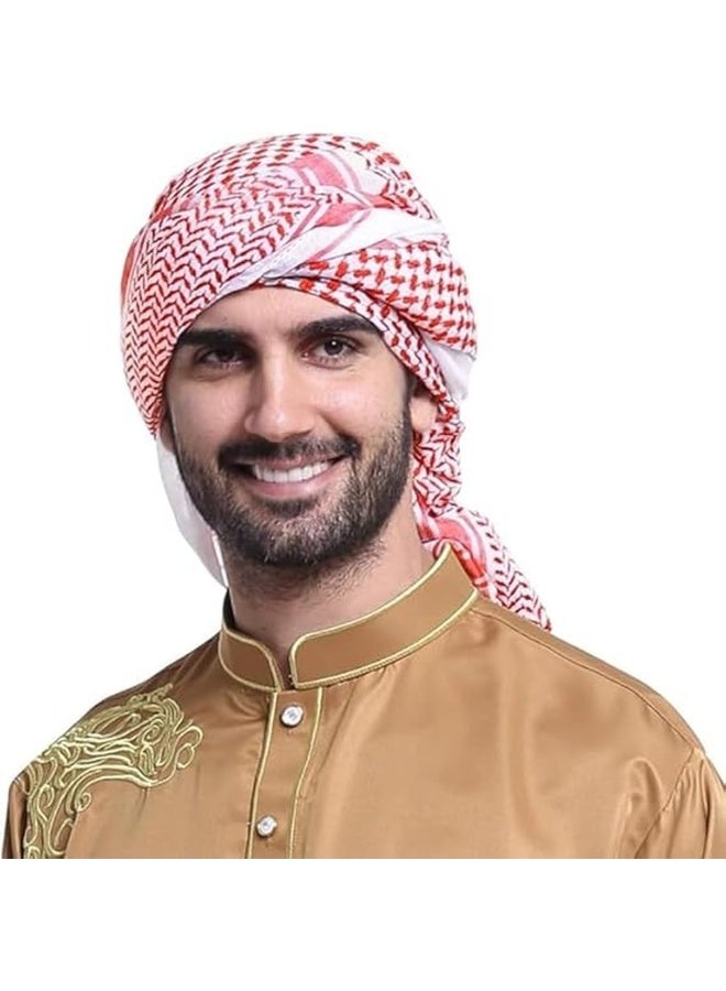 فابينني شماغ عربي كبير أحمر، كوفية، حجاب عربي تقليدي للرجال وشال إسلامي، لفافة صحراوية، كوفية خفيفة الوزن قابلة للتهوية للشمس والغبار والصلاة - Image 1