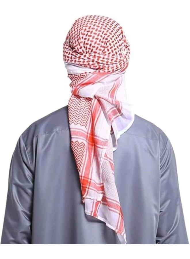فابينني شماغ عربي كبير أحمر، كوفية، حجاب عربي تقليدي للرجال وشال إسلامي، لفافة صحراوية، كوفية خفيفة الوزن قابلة للتهوية للشمس والغبار والصلاة - Image 3