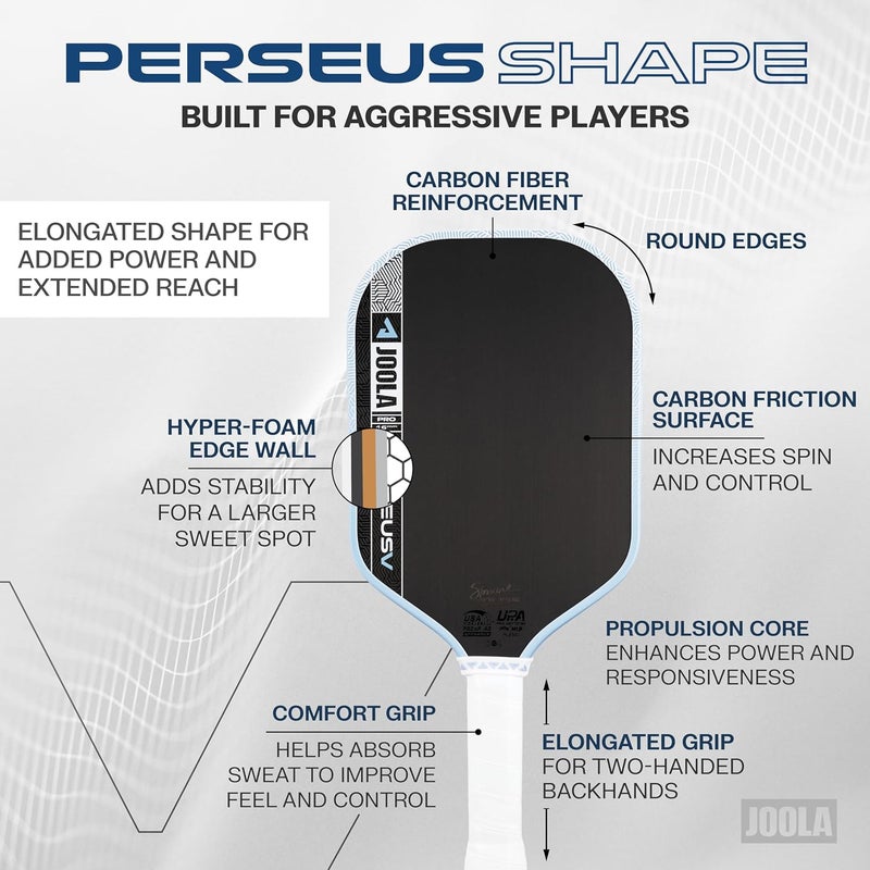 JOOLA Perseus Pro V Pickleball Paddle - 16mm Raw Carbon Fiber with Enhanced Frame & Propulsion Core - Image 4