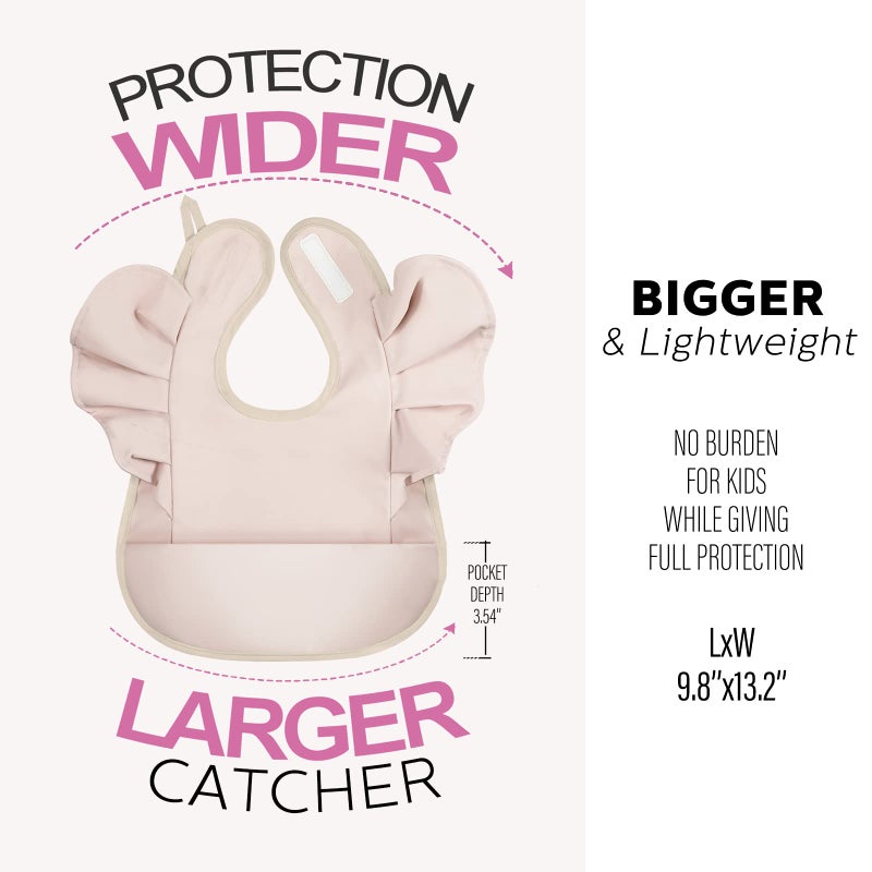 JaGely 3 Pcs Baby Food Bib for Eating Waterproof Washable Toddler Bib Soft Feeding Apron with Food Catcher for Toddler Boy or Girl Eating Travel Home Supplies - Image 3