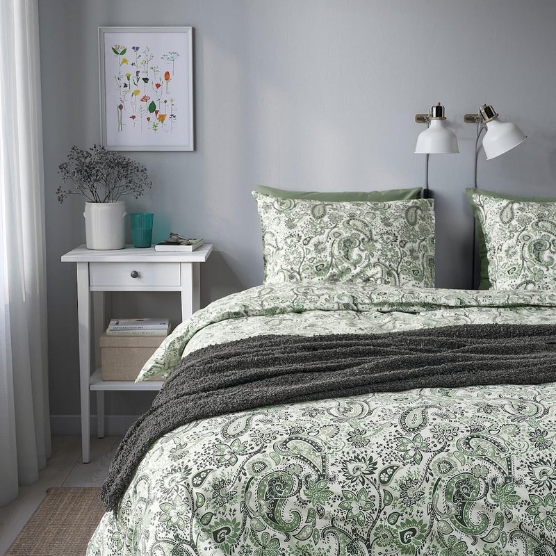 JENIFO RODGERSIA Duvet Cover and 2 Pillowcases, 240x220/50x80 cm (94x87/20x31) Green Soft Cotton Bedding Set - Image 3