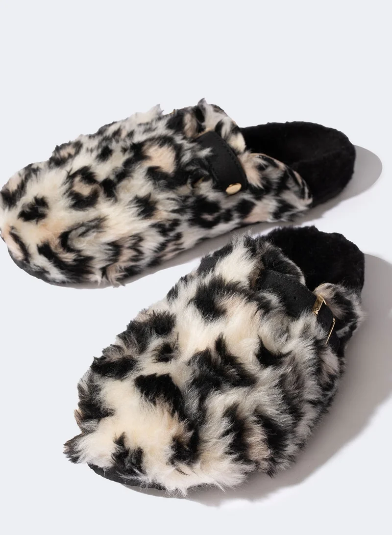 DeFacto Leopard Printed Flat Sole Slippers